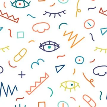 Children hand drawn seamless pattern. Illustrazione stock