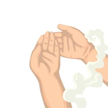 Children hands, hold something, magic fog around. Vector illustrati Stock Illustration