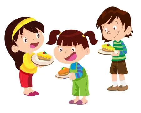 Children have cake Stock Illustration