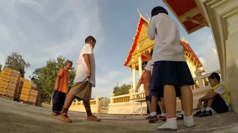 Children have fun to play on evening before go home Stock Footage 44921767