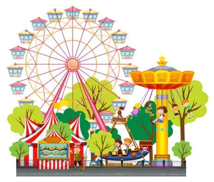 Children having fun at the circus Stock Illustration