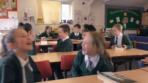 Children having fun in class Stock Footage 94011550