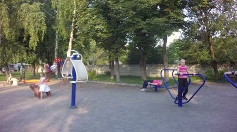 Children having fun on the playground Stock-Footage 64808063