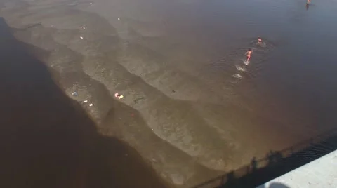 Children having fun in the river in Agra India Stock Footage 52196396