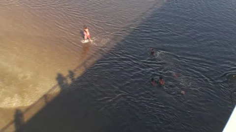 Children having fun in the river in India Video stock 52196377