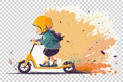 Children having fun on scooters Stock Illustration
