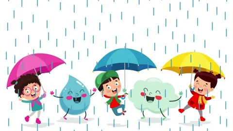 Children Having Fun Under Rain Stock Footage 140610084