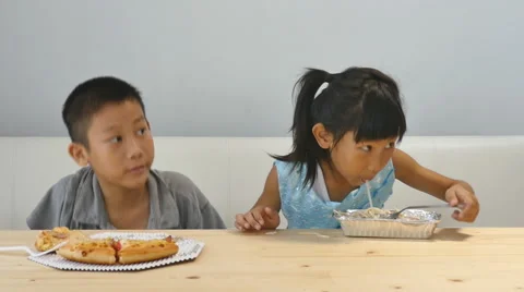 Children having lunch together Stock Footage 57330179