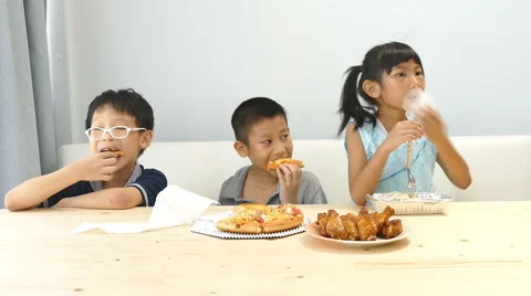 Children having lunch together Stock Footage 57334413