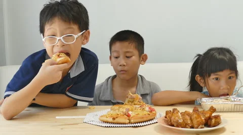 Children having lunch together Stock Footage 57335058