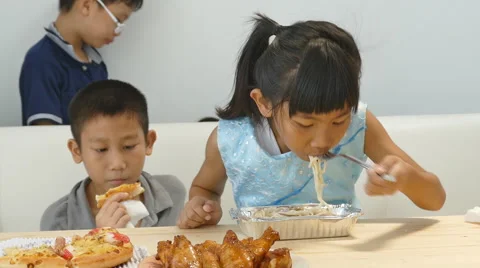 Children having lunch together Stock Footage 57335189