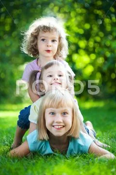 Children having picnic Stock Photos