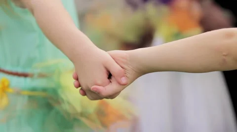 Children holding hands Stock Footage 41371564