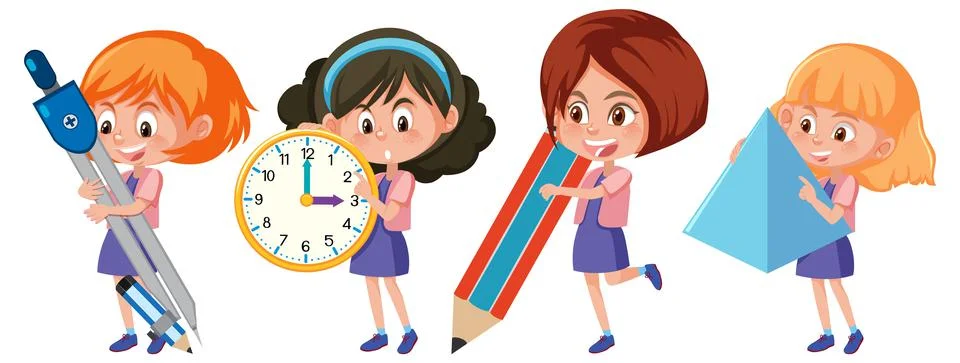 Children holding math tool イラスト素材