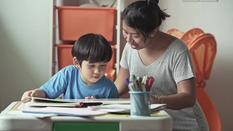 Children homework. Stock Footage 95251777