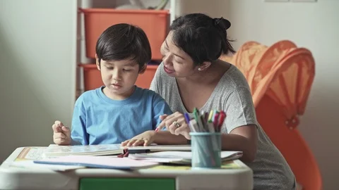Children homework. Stock Footage 95255921
