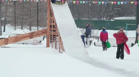 Children on the ice run Stock Footage 22179159
