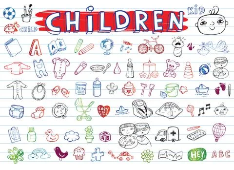 Children icon set Stock Illustration
