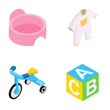 Children items collection representing early development and learning Stock Illustration