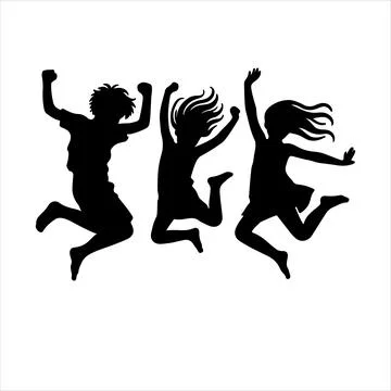 Children jumping silhouette Stock Illustration