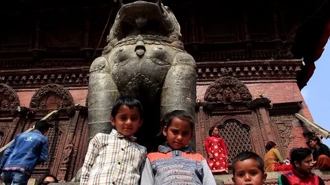Children from Kathmandu Stock Footage 87470372