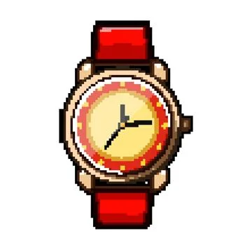 Children kid watch time pixel art vector illustration Stock Illustration