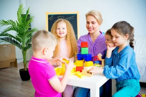 Children in kindergarten Stock Photos