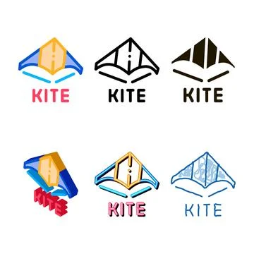 Children kite icon vector designs outline Stock Illustration