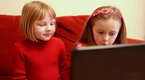 Children with laptop Stock Footage 22664898