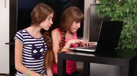 Children with laptop Stock Footage 40451874