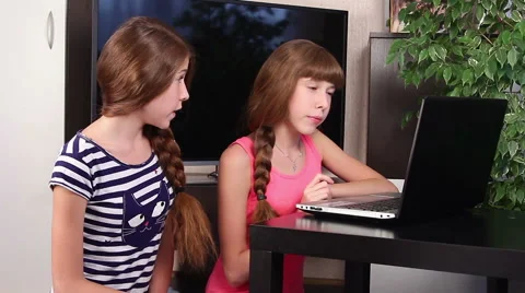 Children with laptop Stock Footage 40451915