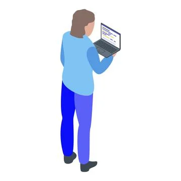 Children laptop programming icon, isometric style Illustrazione stock