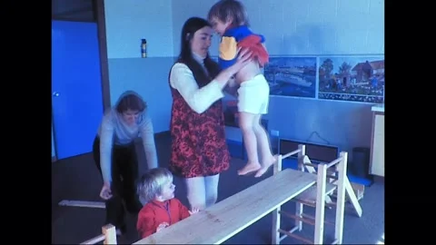 Children Learn and Play at Australian Preschool, 1970s Видео 339864900