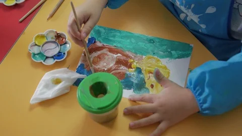 Children Learn To Draw Stock Footage 123410266