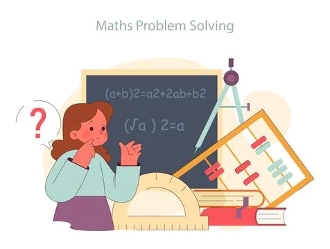 Children learn. Elementary school classes. A puzzled student grapples Stock Illustration