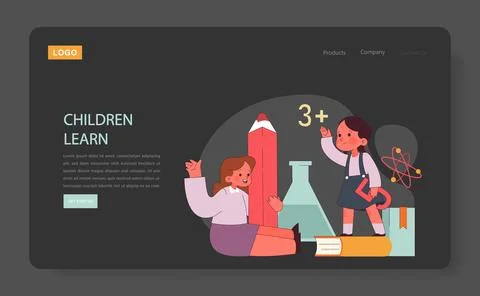 Children learn. Elementary school classes. Children engaging in Stock-Illustration