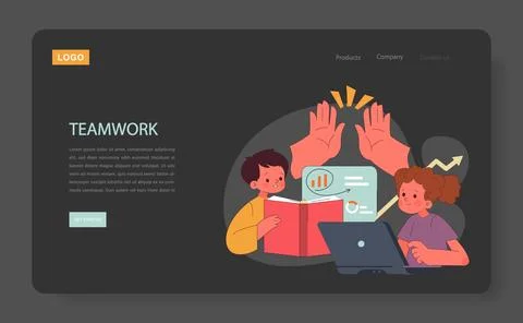 Children learn. Elementary school classes. Kids engage in collaborative Stock Illustration