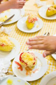 Children learn how to cook. 写真素材
