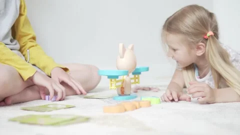 Children learn math in a playful way. Stock Footage 134574154