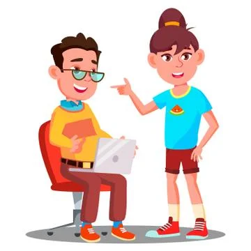 Children Learn Modern Technology Vector. Isolated Illustration イラスト素材