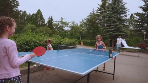 Children learn to play table tennis Stock Footage 277610465