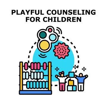 Children learning and developing through playful counseling Stock Illustration