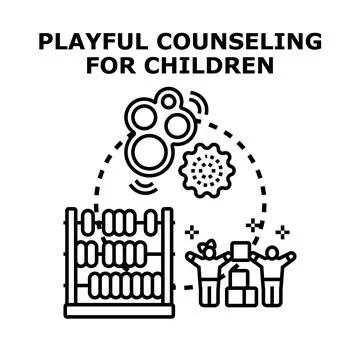 Children learning and developing through playful counseling Stock Illustration