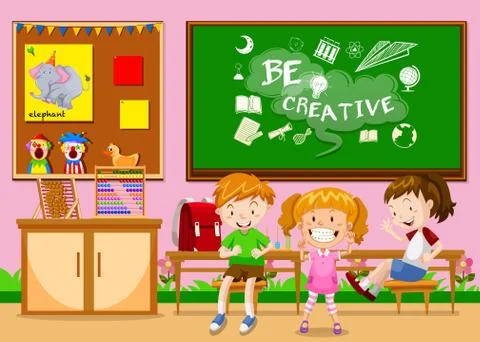 Children learning in the classroom Stock Illustration