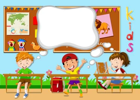 Children learning in the classroom Illustration
