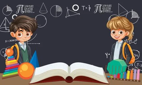 Children Learning Mathematics Together Stock Illustration