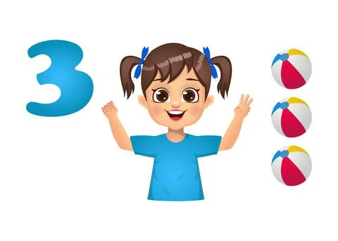 Children learning number counting with fingers Illustrazione stock