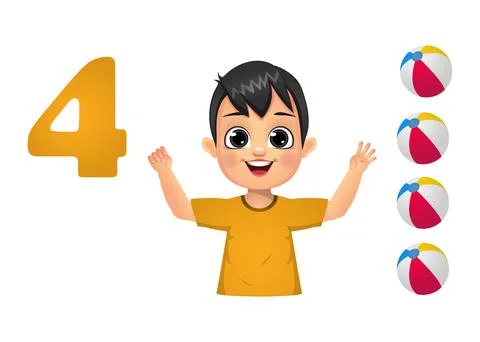 Children learning number counting with fingers Stock Illustration