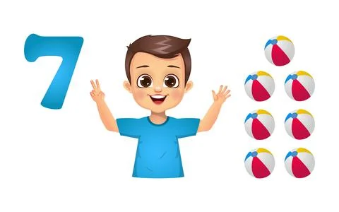 Children learning number counting with fingers Stock Illustration