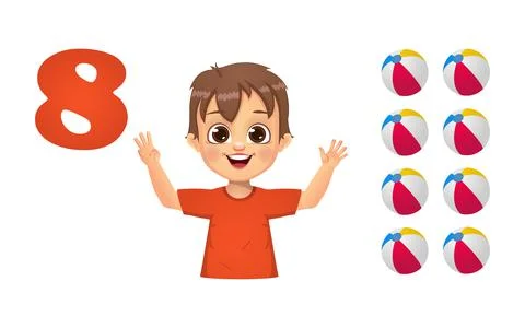 Children learning number counting with fingers Stock Illustration